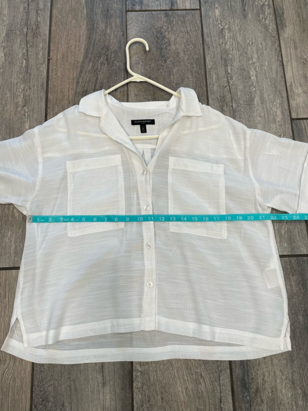 Banana Republic White Short-Sleeve Button Front Blouse - Picture 5 of 6